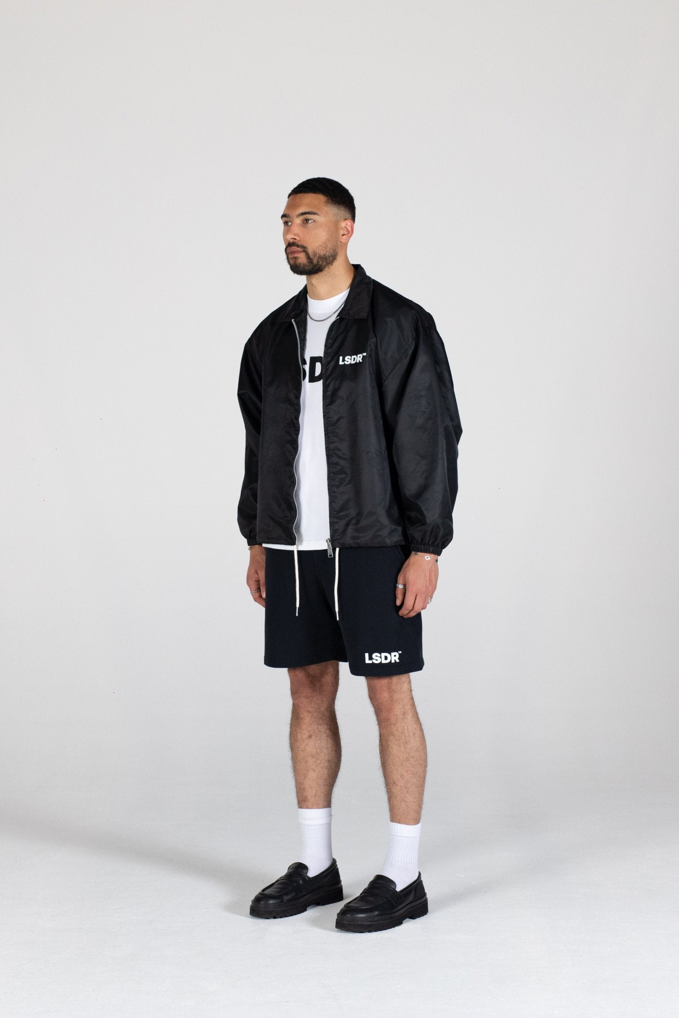COACH JACKET LSDR - COACH JACKET LA SCENE DE RUE - OVERSIZED SUMMER JACKET LSDR - NYLON JACKET BLACK STREETWEAR OVERSIZED - FEAR OF GOD JACKET - OVERSIZED JACKET WITH COLLAR - OVERSIZED LOGO JACKET - REPRESENT COACH JACKET - POLYESTER JACKET STEETWEAR BLACK WHITE - JACKET WITH CORDS YKK ZIPPER