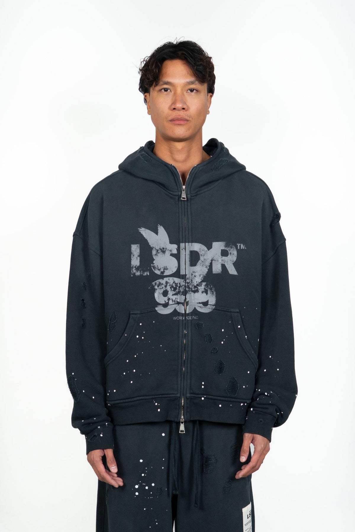 999 ZIP HOODIE - WASHED ANTHRACITE
