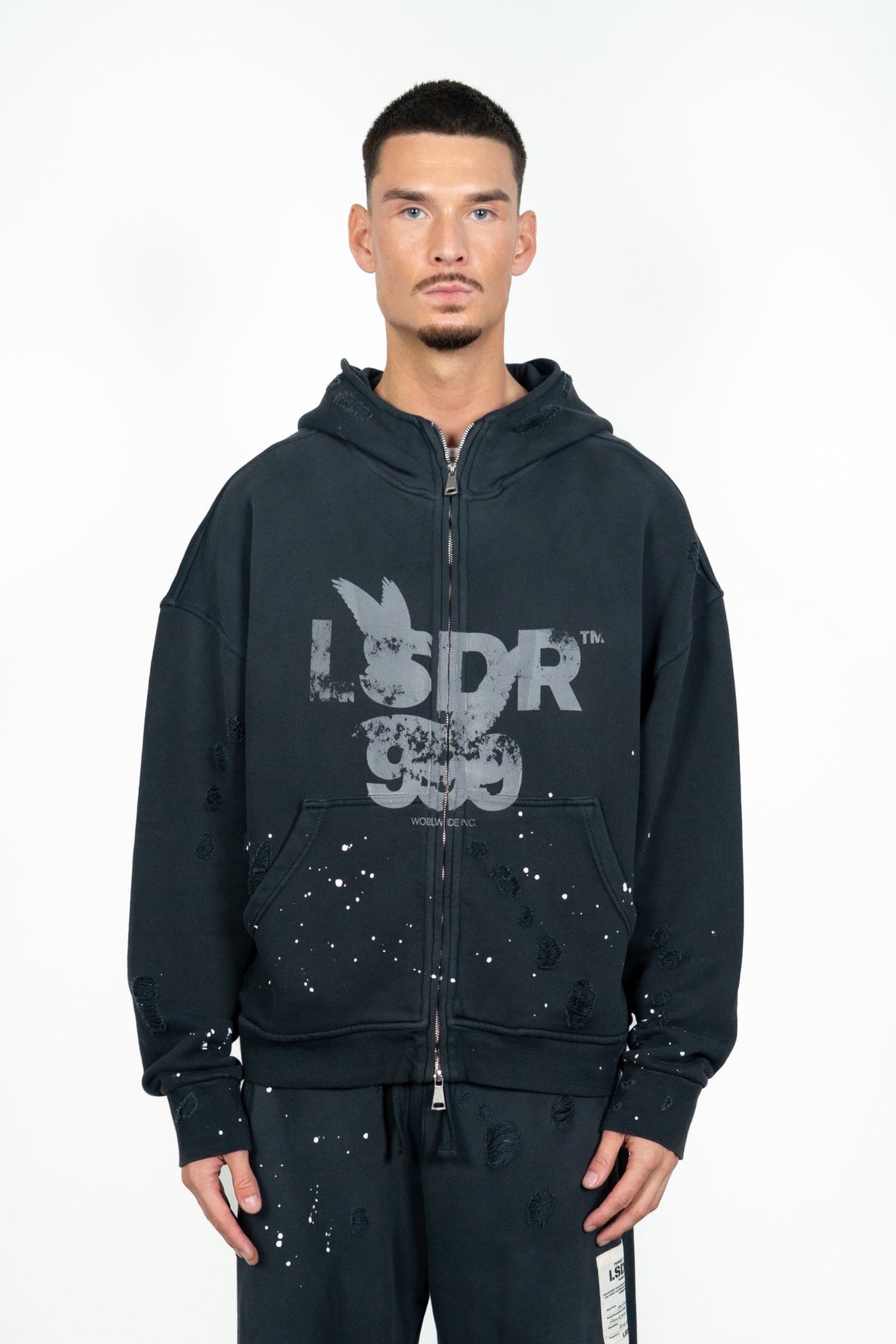 999 ZIP HOODIE - WASHED ANTHRACITE