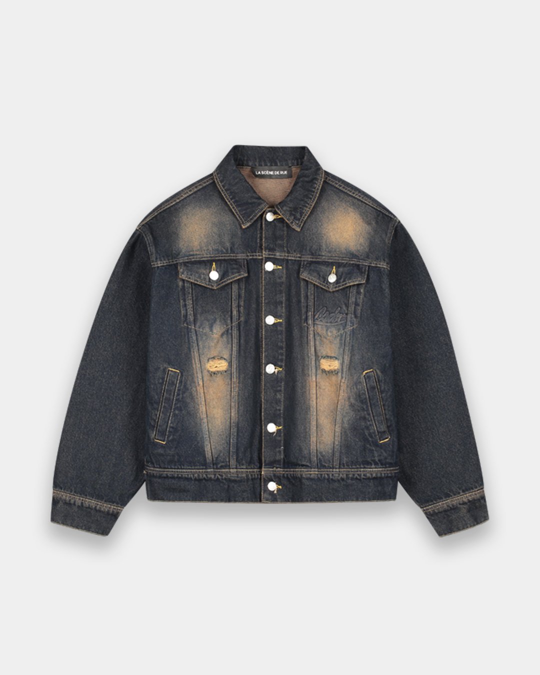 DENIM JACKET LSDR SET - DIRTY DENIM SET - DENIM SET ZARA - WASHED DENIM SET LA SCENE DE RUE - JACKET DARK BLUE DENIM BROWN - CROPPED DENIM JHACKET STREETWEAR LUXURY - ACNE STUDIOS DENIM JACKET DUPE - OVERSIZED DENIM SET - WIDE LEG JEANS - DENIM JACKET TRUCKER LSDR - LA SCENE DE RUE 