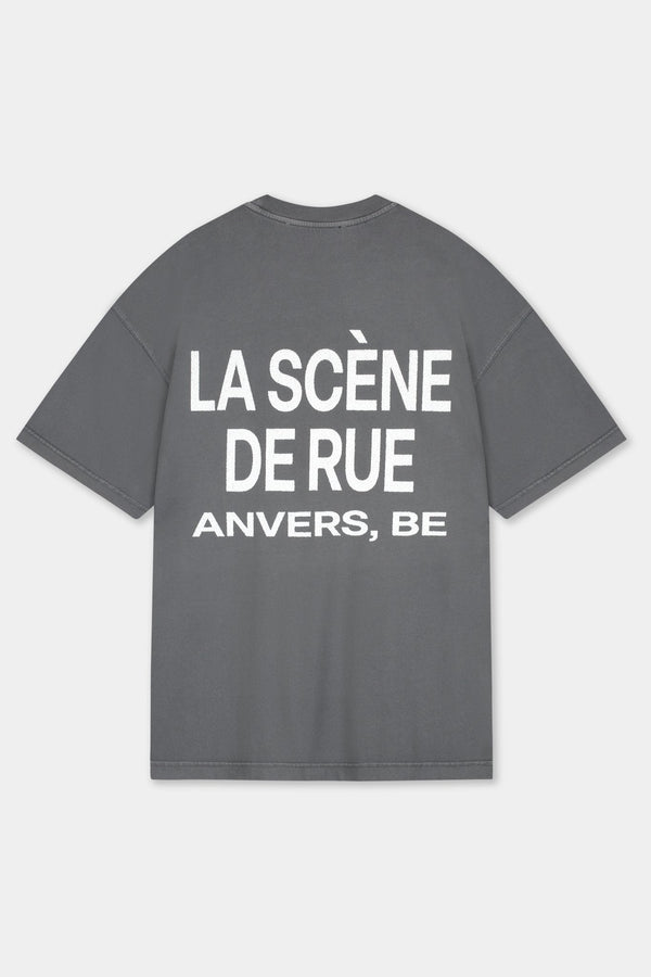 LOGO T - SHIRT - GRAY PINSTRIPE - LA SCÈNE DE RUET - ShirtLA SCÈNE DE RUELA SCÈNE DE RUE