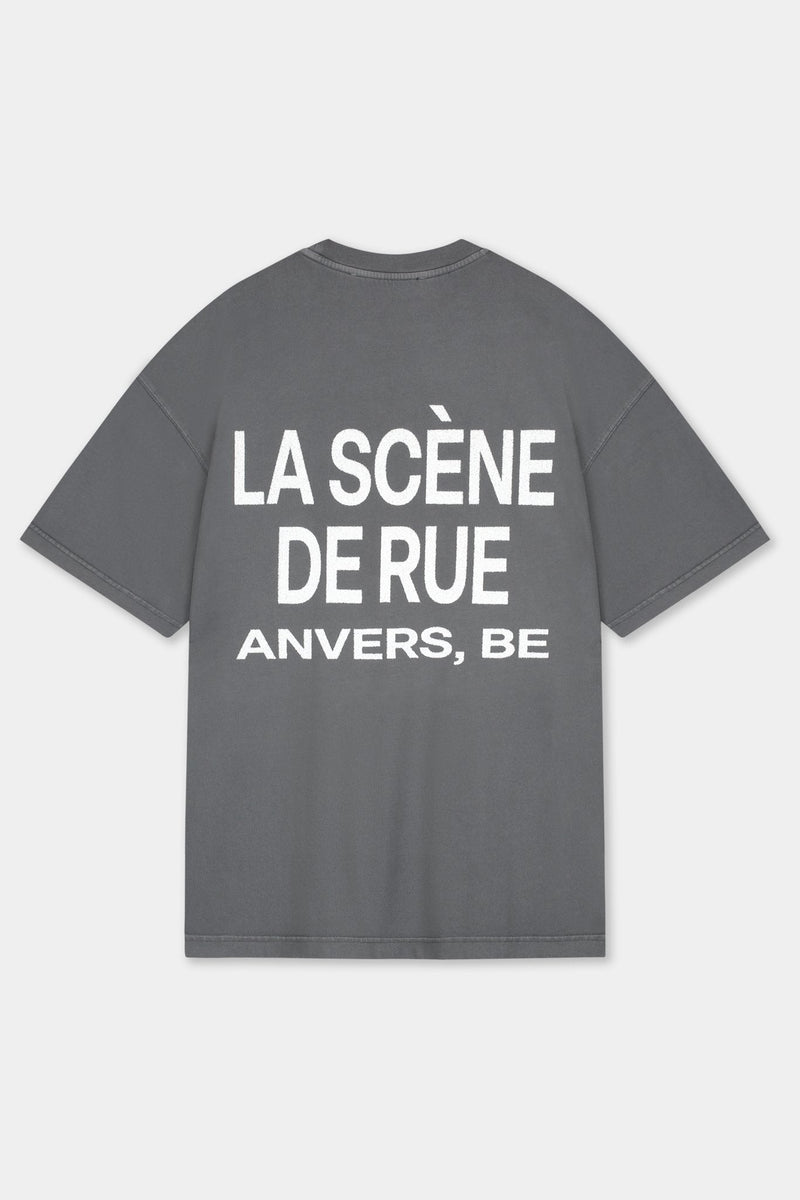 LOGO T - SHIRT - GRAY PINSTRIPE - LA SCÈNE DE RUET - ShirtLA SCÈNE DE RUELA SCÈNE DE RUE