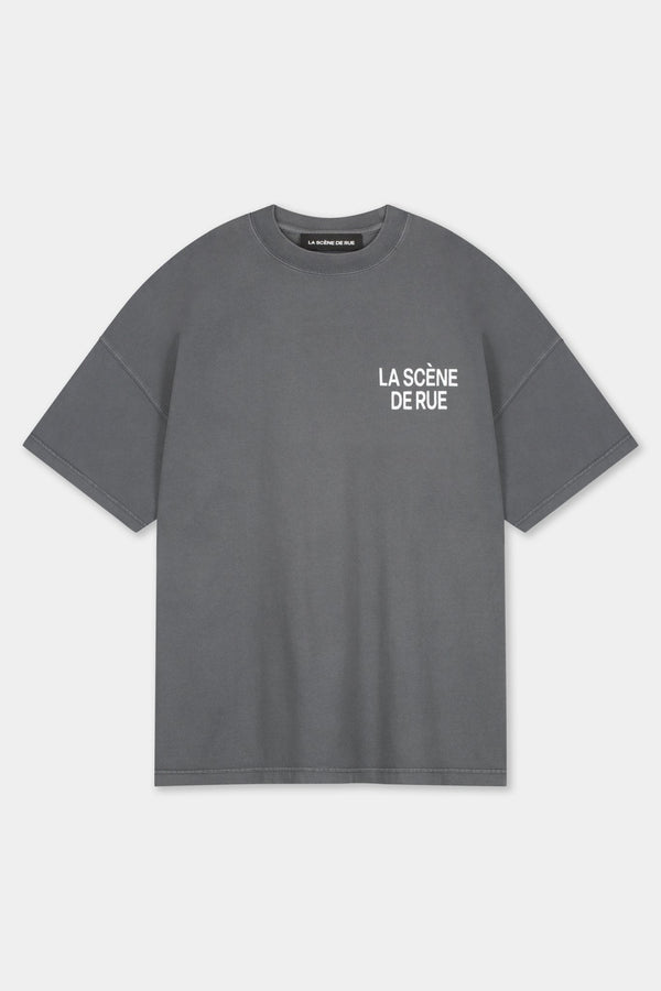 LOGO T - SHIRT - GRAY PINSTRIPE - LA SCÈNE DE RUET - ShirtLA SCÈNE DE RUELA SCÈNE DE RUE